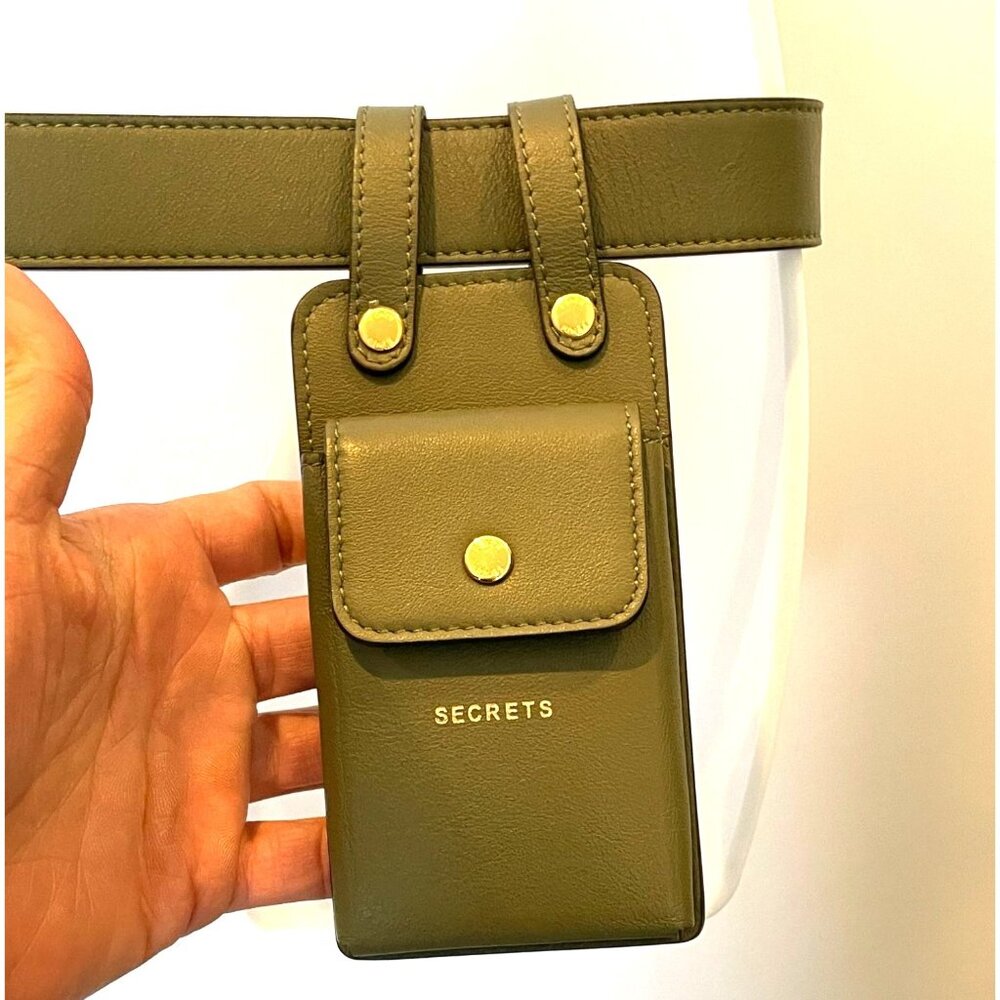 Fendi Vitello Glacier Utility Belt Olive Green Olive Green Leather Gold Accents - Picture 10 of 13